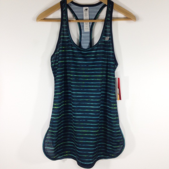 New Balance Tops - New Balance Green Striped Workout Tank Top NWT